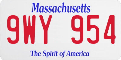 MA license plate 9WY954