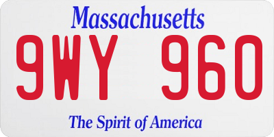 MA license plate 9WY960