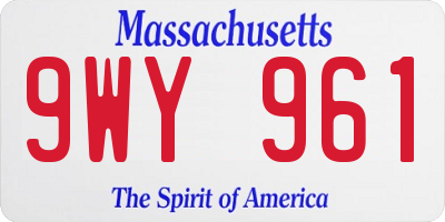 MA license plate 9WY961