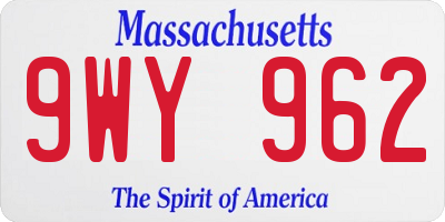MA license plate 9WY962