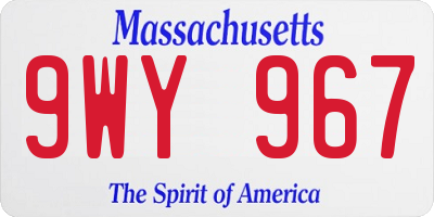 MA license plate 9WY967