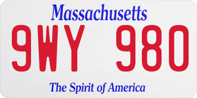 MA license plate 9WY980