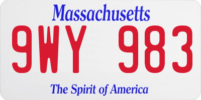 MA license plate 9WY983