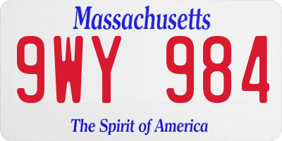 MA license plate 9WY984