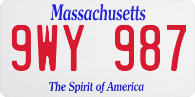 MA license plate 9WY987