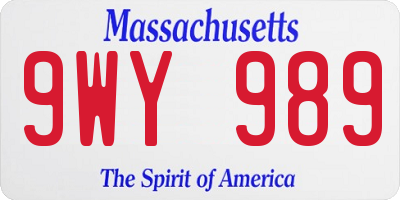 MA license plate 9WY989