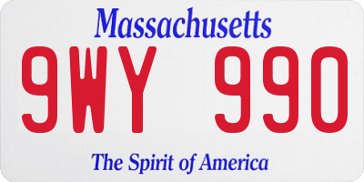 MA license plate 9WY990