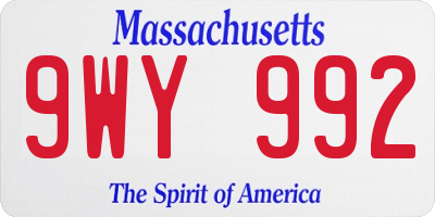MA license plate 9WY992
