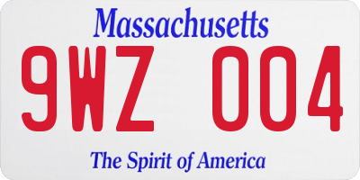 MA license plate 9WZ004