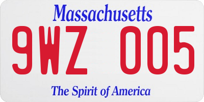 MA license plate 9WZ005