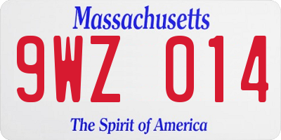 MA license plate 9WZ014