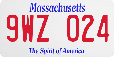MA license plate 9WZ024