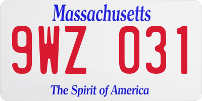 MA license plate 9WZ031