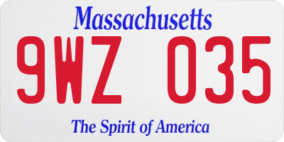 MA license plate 9WZ035