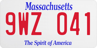 MA license plate 9WZ041