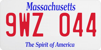 MA license plate 9WZ044