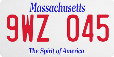 MA license plate 9WZ045