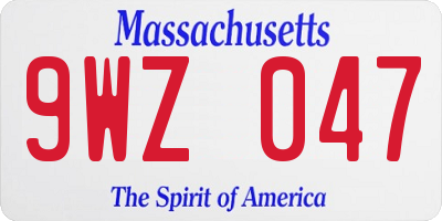 MA license plate 9WZ047