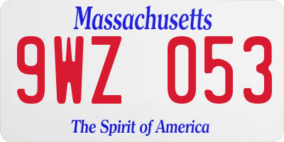 MA license plate 9WZ053