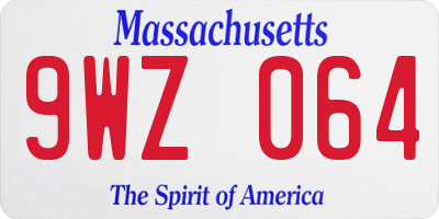 MA license plate 9WZ064