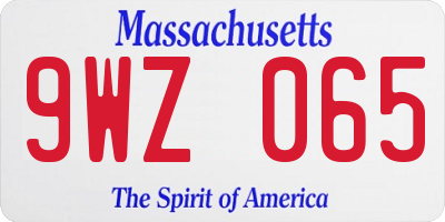 MA license plate 9WZ065