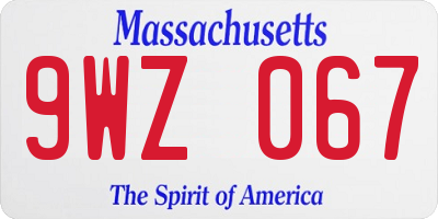 MA license plate 9WZ067