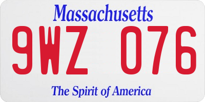MA license plate 9WZ076