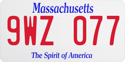 MA license plate 9WZ077