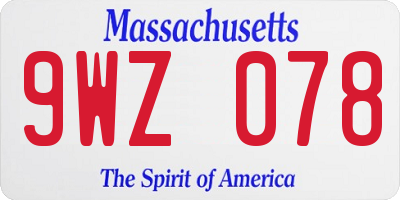 MA license plate 9WZ078