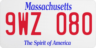 MA license plate 9WZ080