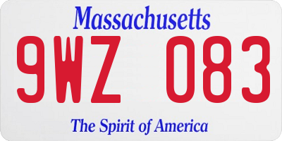 MA license plate 9WZ083