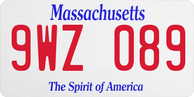 MA license plate 9WZ089