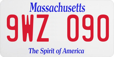 MA license plate 9WZ090