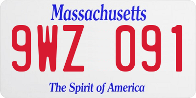 MA license plate 9WZ091