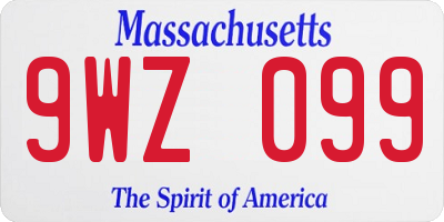MA license plate 9WZ099