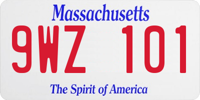 MA license plate 9WZ101