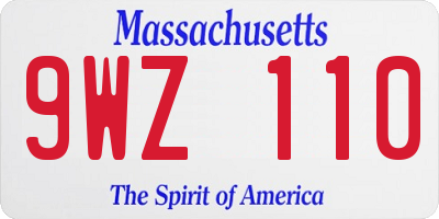 MA license plate 9WZ110