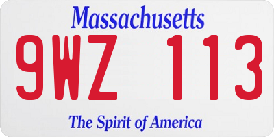 MA license plate 9WZ113