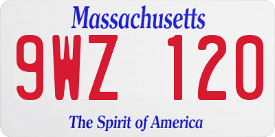 MA license plate 9WZ120