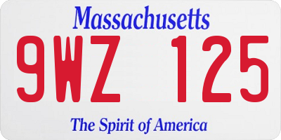 MA license plate 9WZ125
