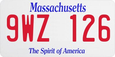 MA license plate 9WZ126