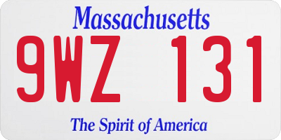 MA license plate 9WZ131