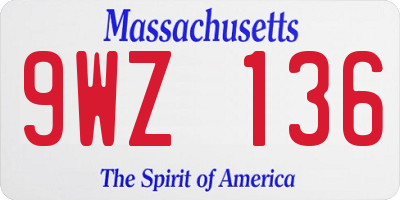 MA license plate 9WZ136