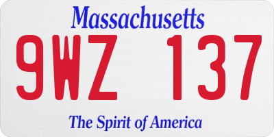 MA license plate 9WZ137