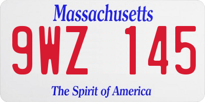 MA license plate 9WZ145
