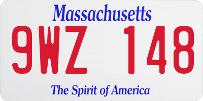 MA license plate 9WZ148
