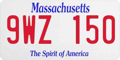 MA license plate 9WZ150