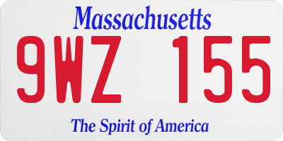 MA license plate 9WZ155