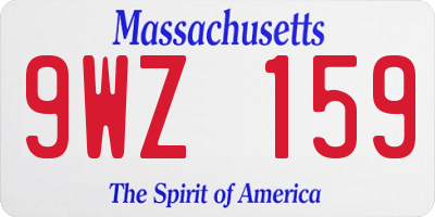 MA license plate 9WZ159