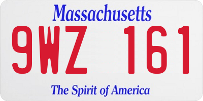 MA license plate 9WZ161